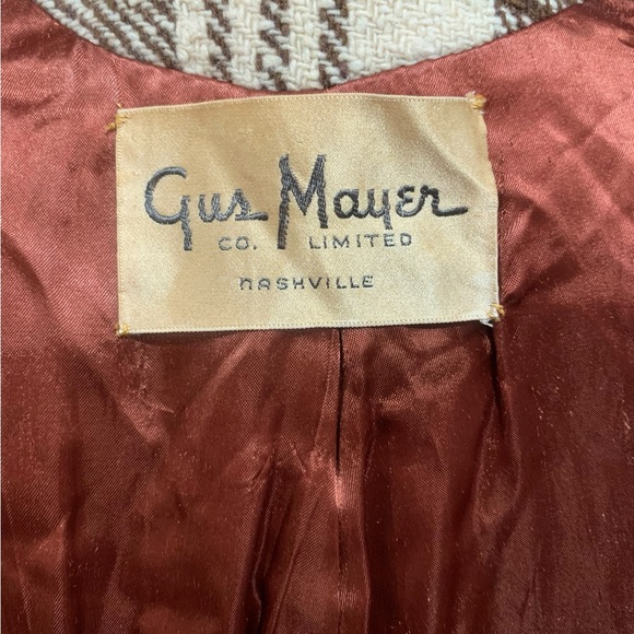 Vntg 50’s Gus Mayer Volup Brown Plaid Double-Breasted Pea Coat sz XL - Picture 9 of 11